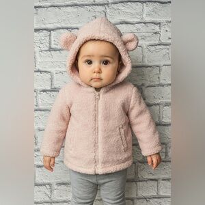 Tucker Tate Adorable Pink Teddy Bear Hoodie zip size 4